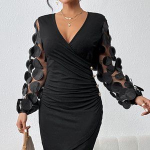 Surplice Neck Long Sleeve Dress